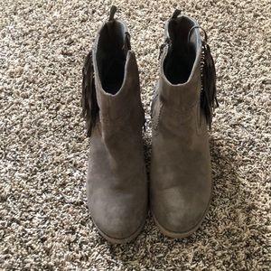 Suede fringe booties